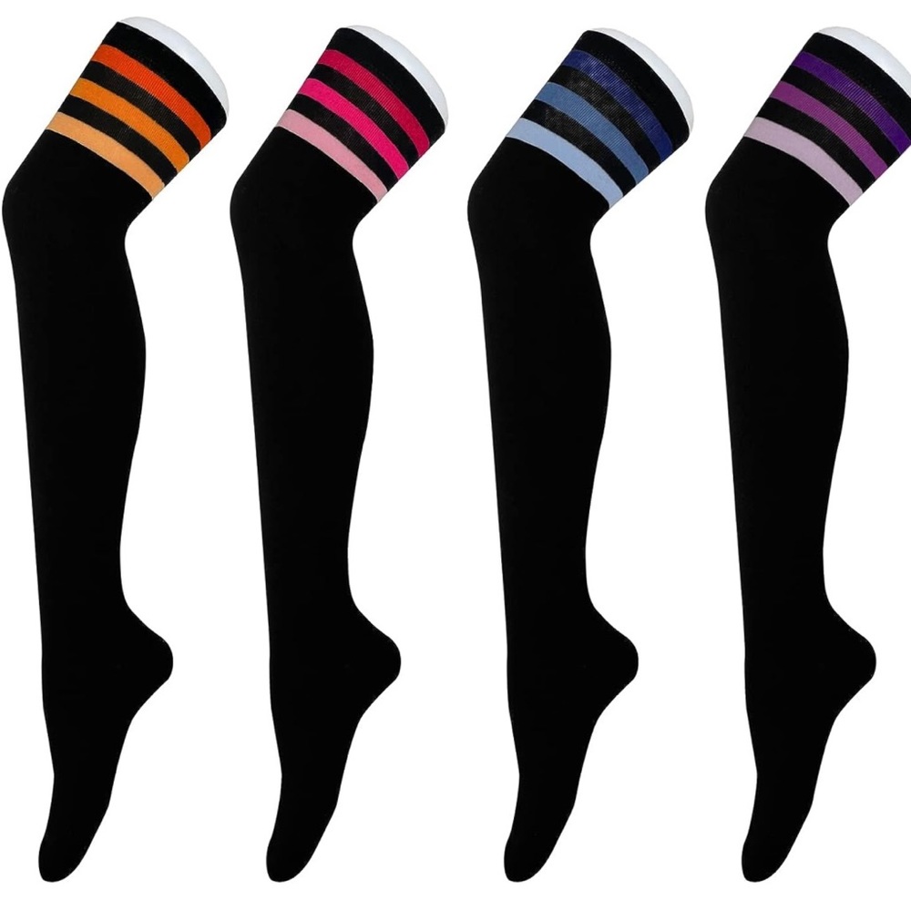NWT striped thigh high socks